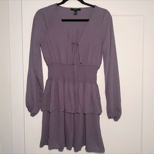 Purple Smocked Flounce Mini Dress